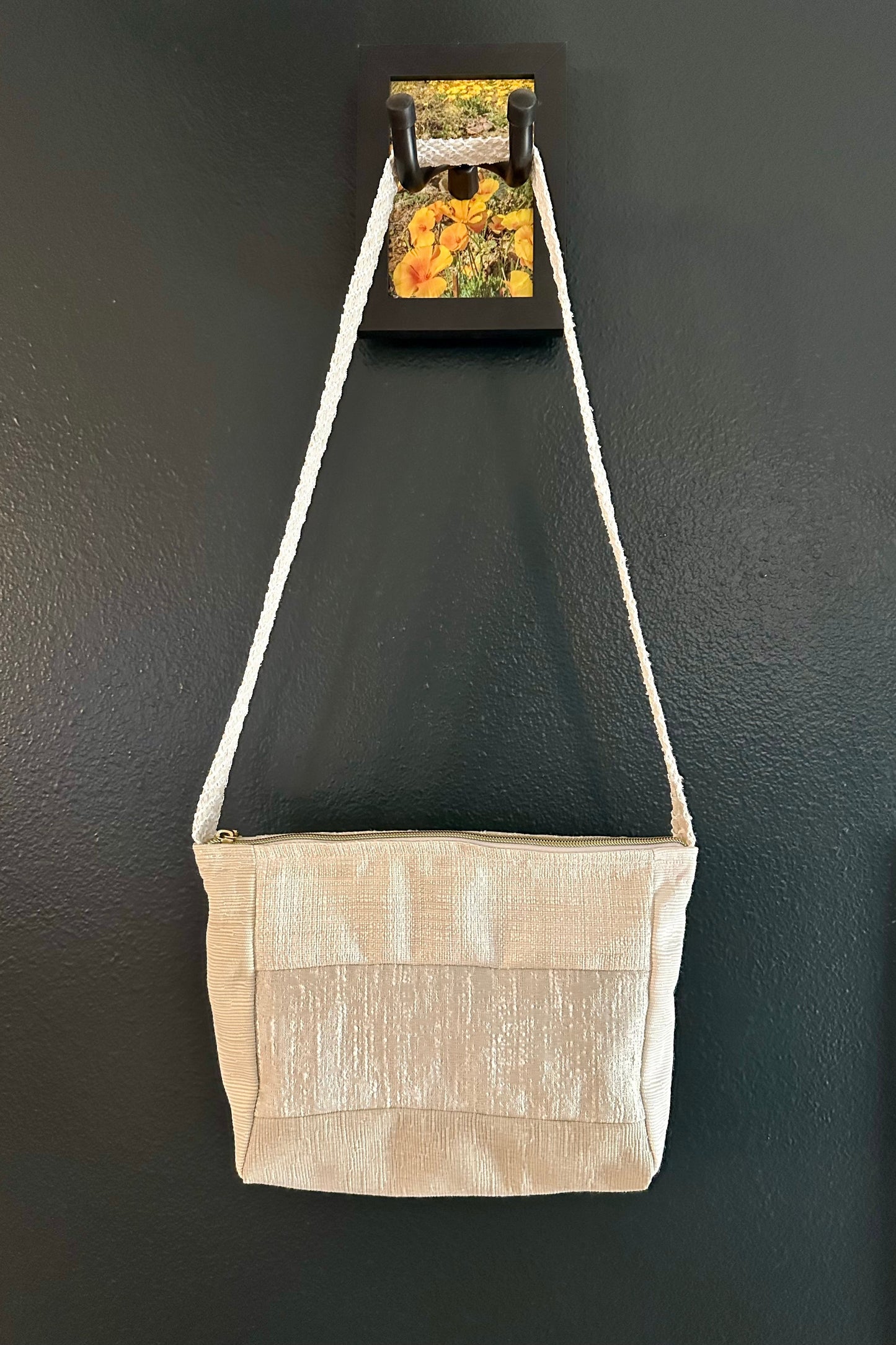 Handmade Patchwork Quilted White Crossbody Purse