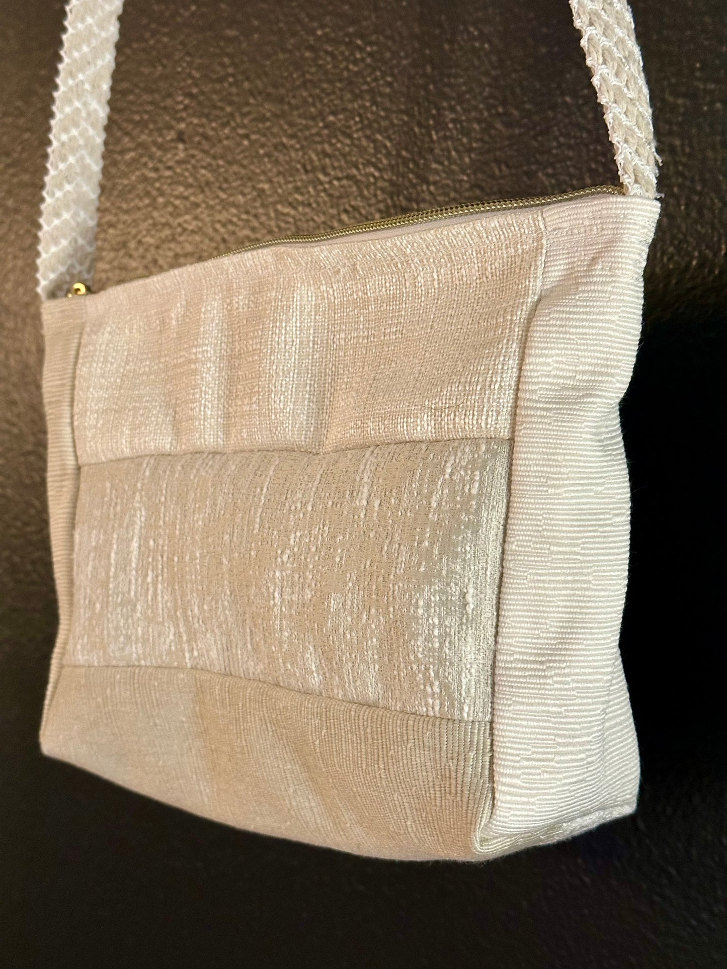 Handmade Patchwork Quilted White Crossbody Purse