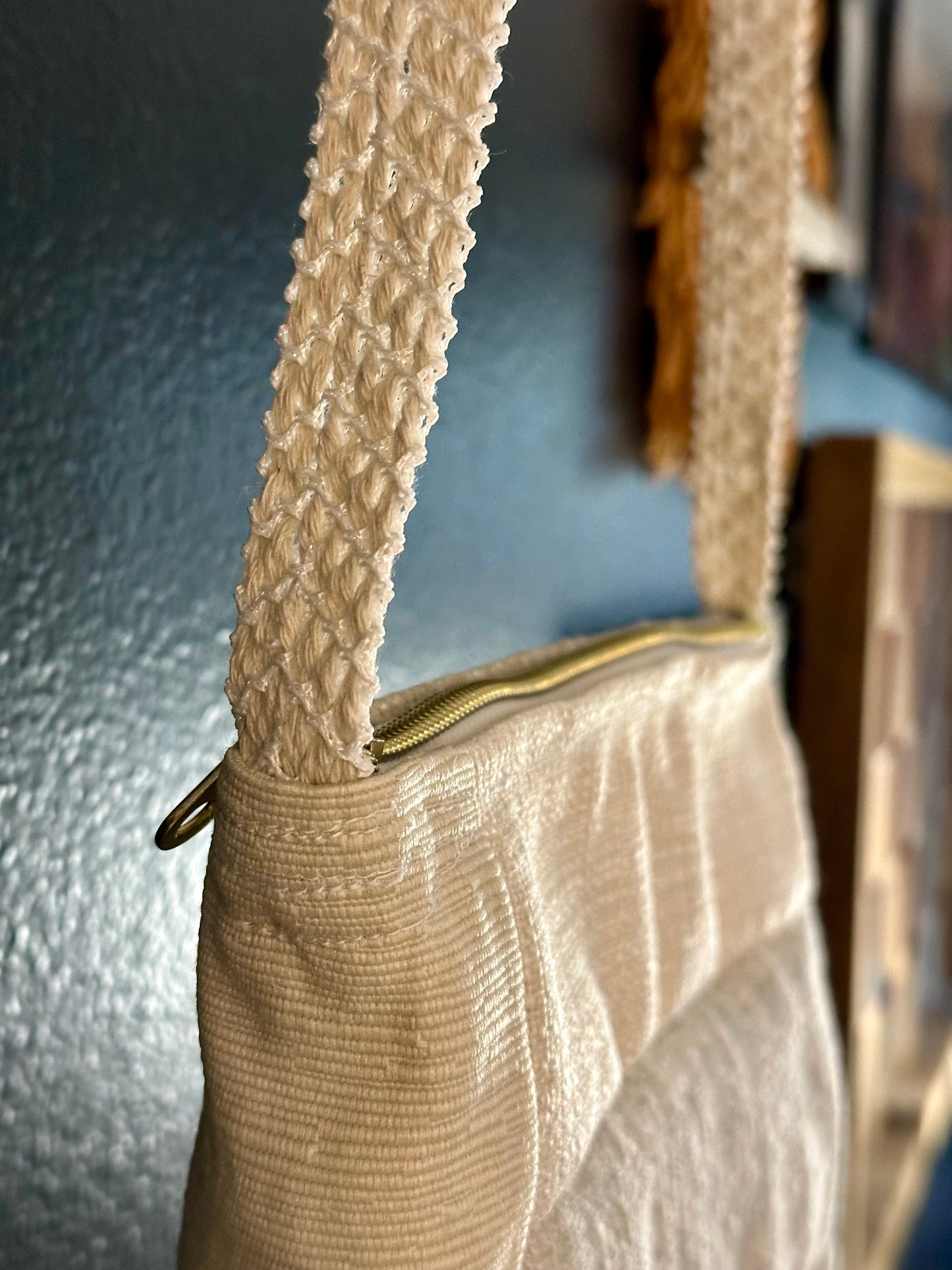Handmade Patchwork Quilted White Crossbody Purse
