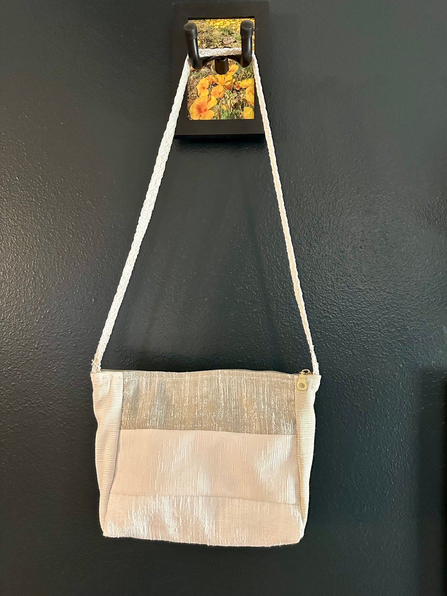 Handmade Patchwork Quilted White Crossbody Purse