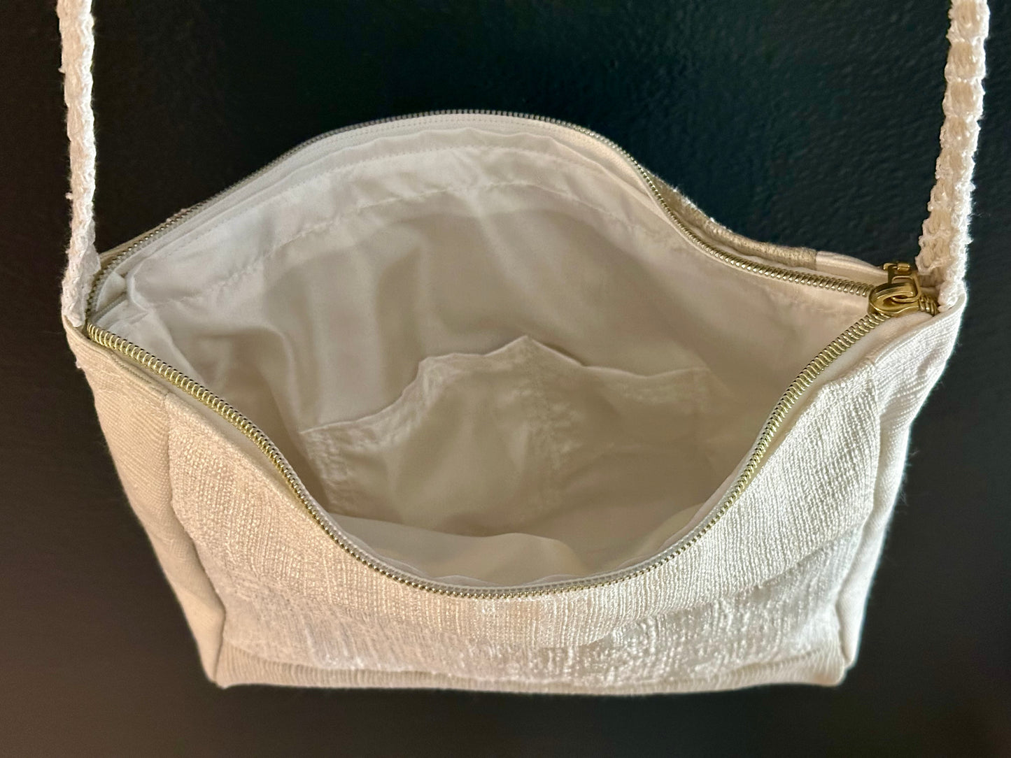 Handmade Patchwork Quilted White Crossbody Purse