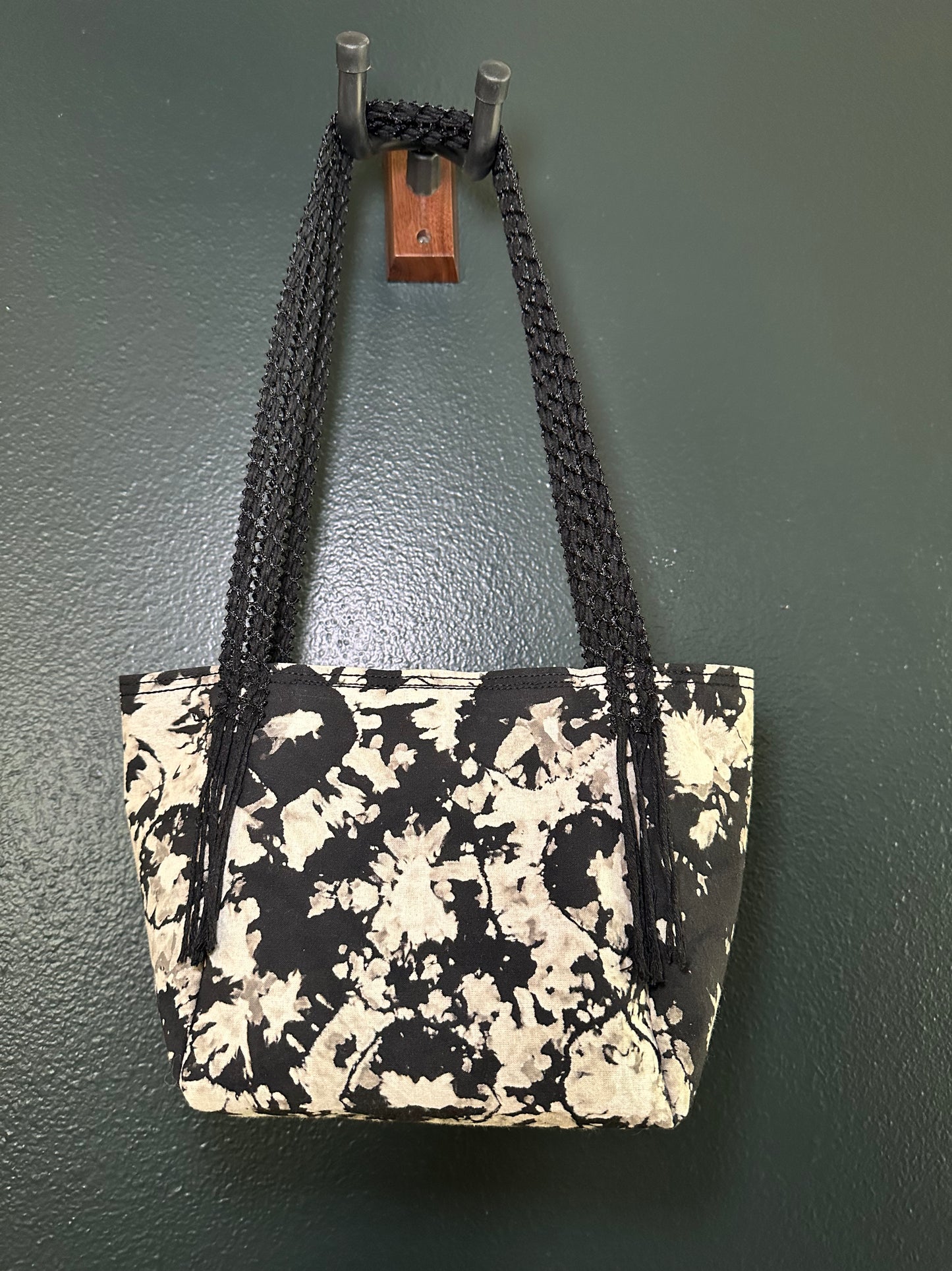 Handmade Bleached Black and White Shoulder Purse