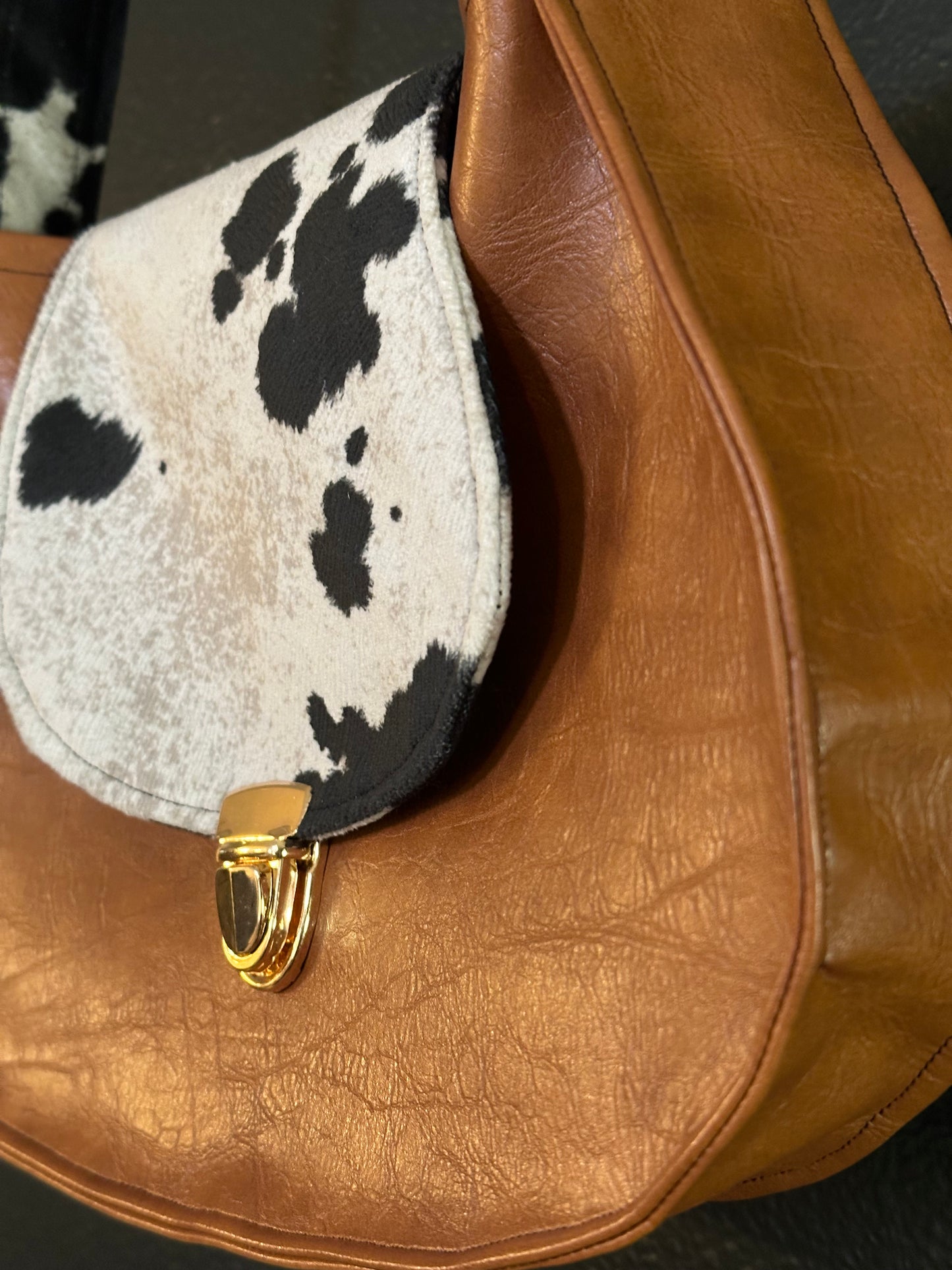 Vegan Leather and Cow Print Purse