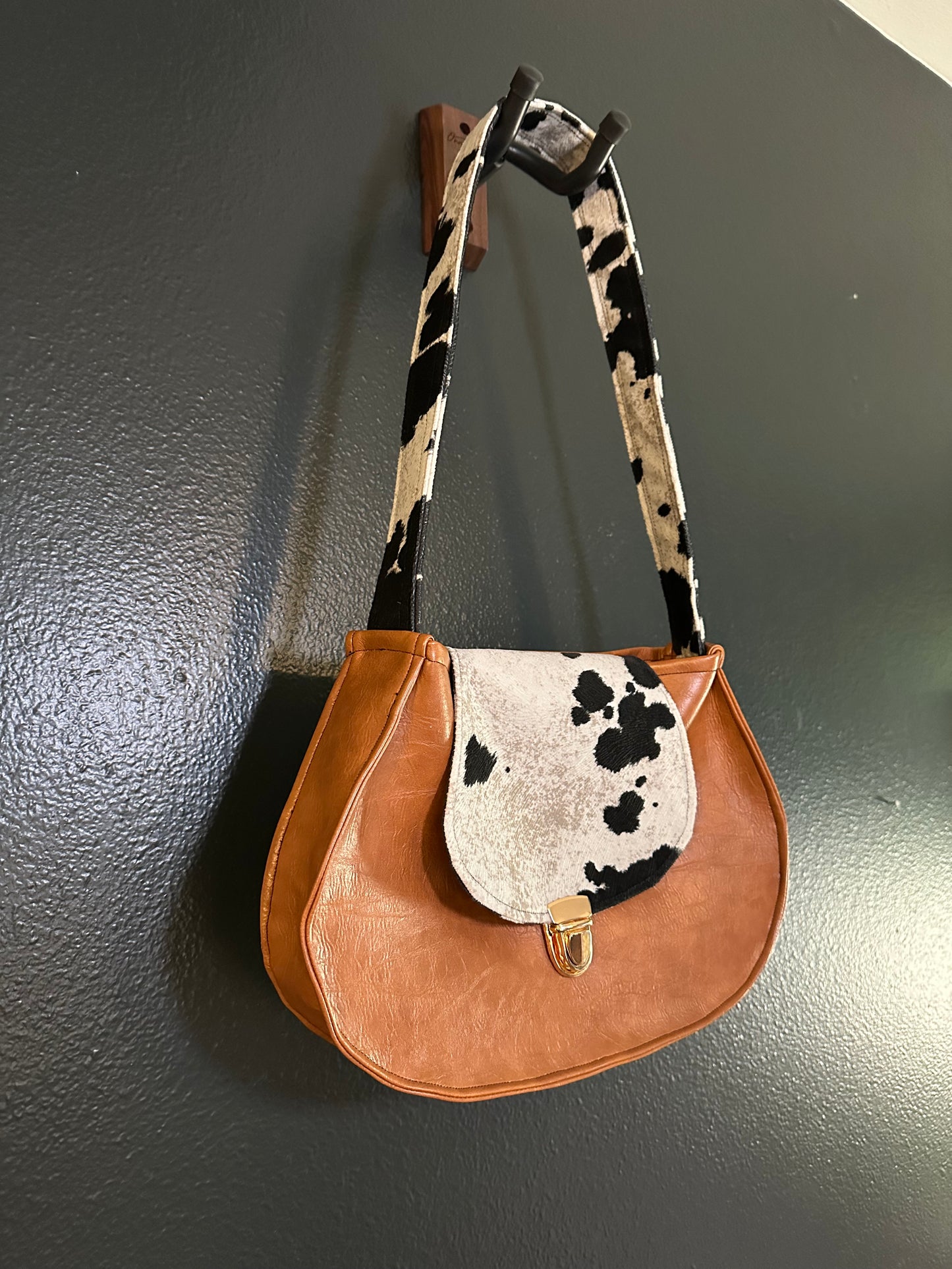 Vegan Leather and Cow Print Purse