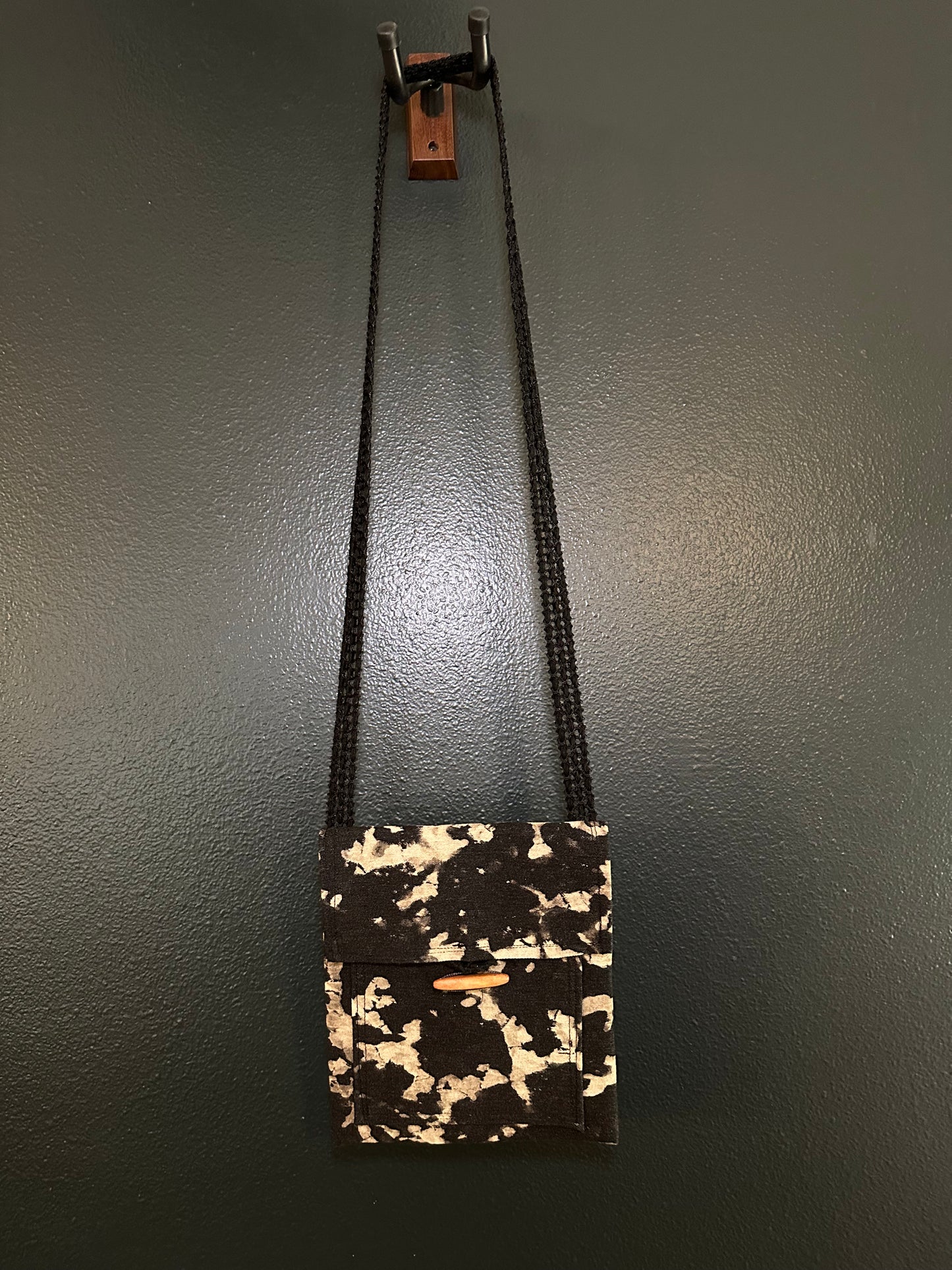 Black and White Tie Dyed Bleached, Handmade Purse