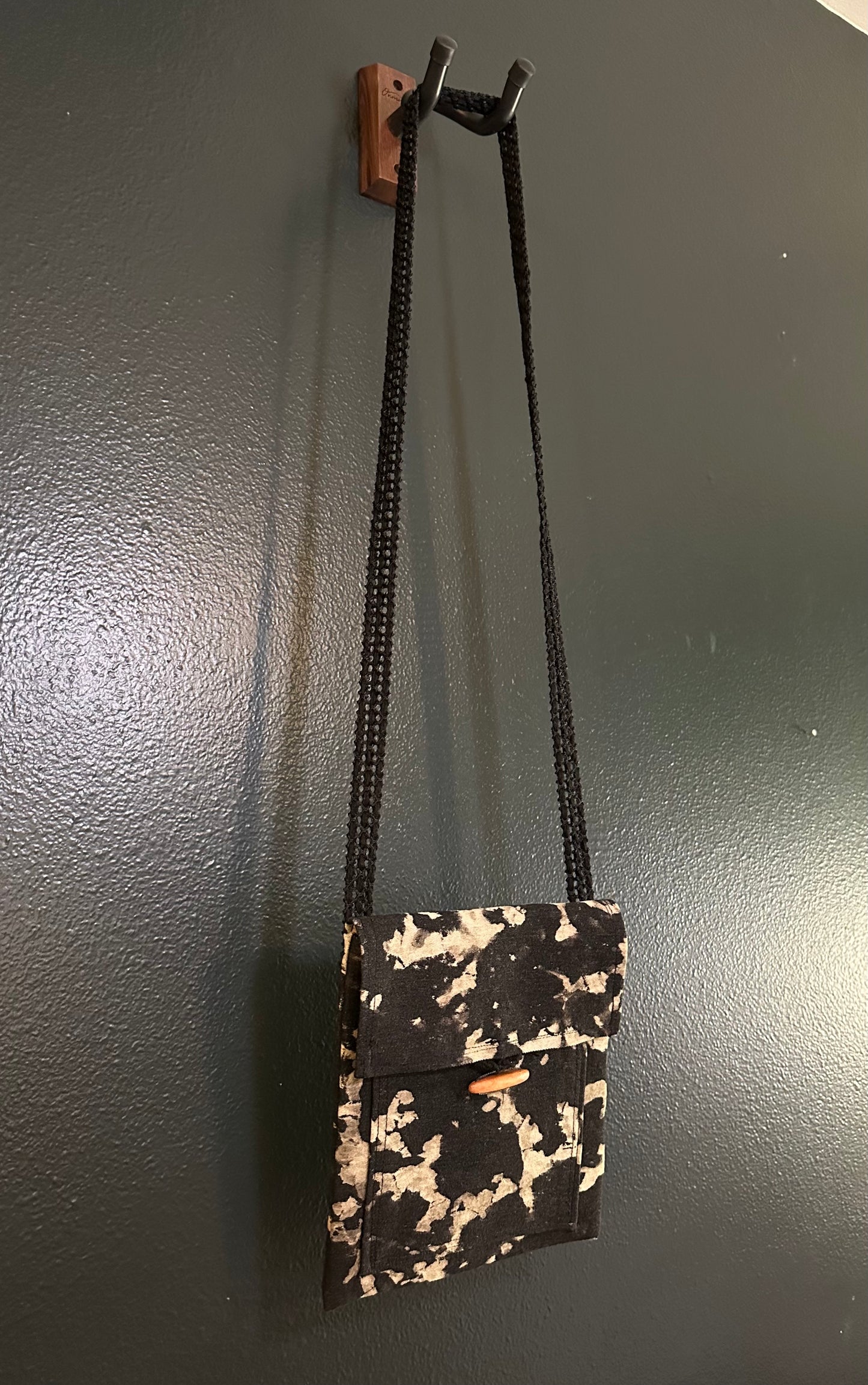 Black and White Tie Dyed Bleached, Handmade Purse