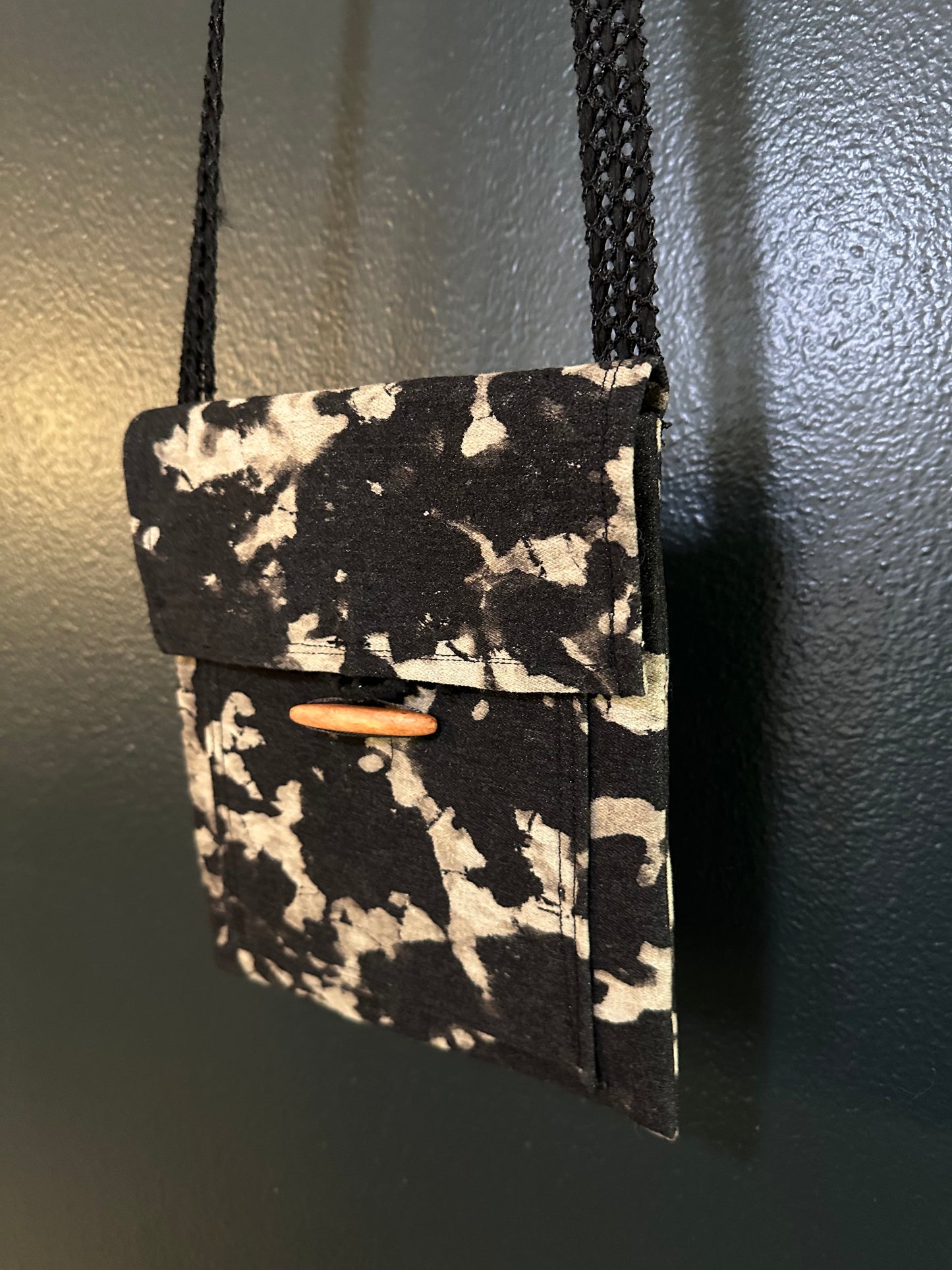 Black and White Tie Dyed Bleached, Handmade Purse