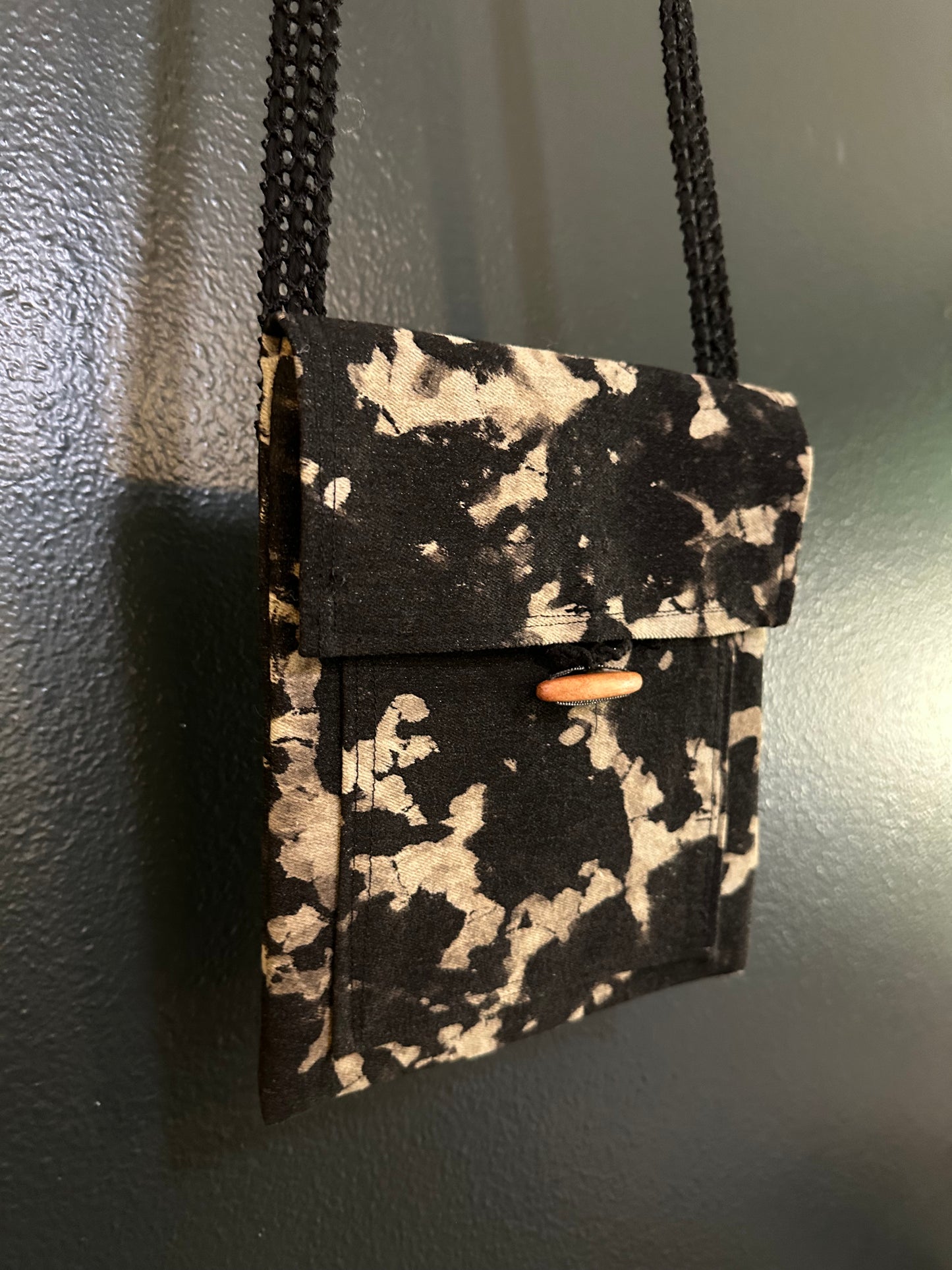 Black and White Tie Dyed Bleached, Handmade Purse