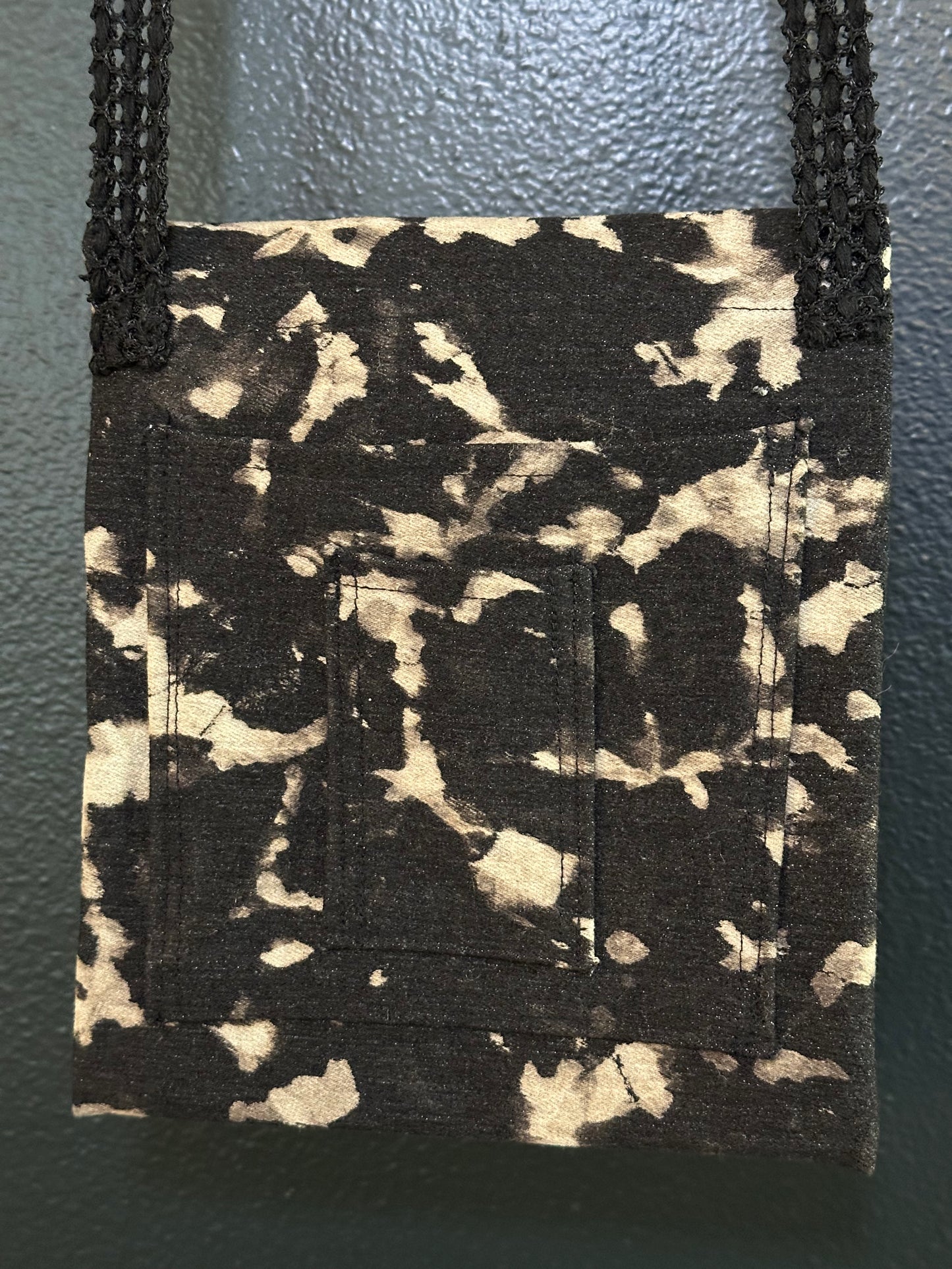 Black and White Tie Dyed Bleached, Handmade Purse