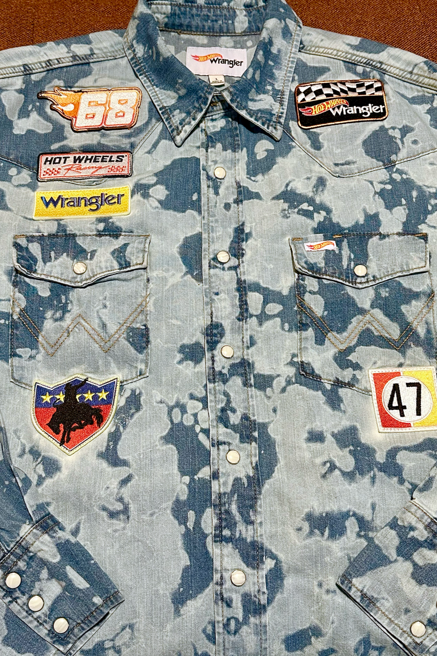 Mens Wrangler x Hot Wheels Long Sleeve Pearl Snap Long Sleeve Shirt