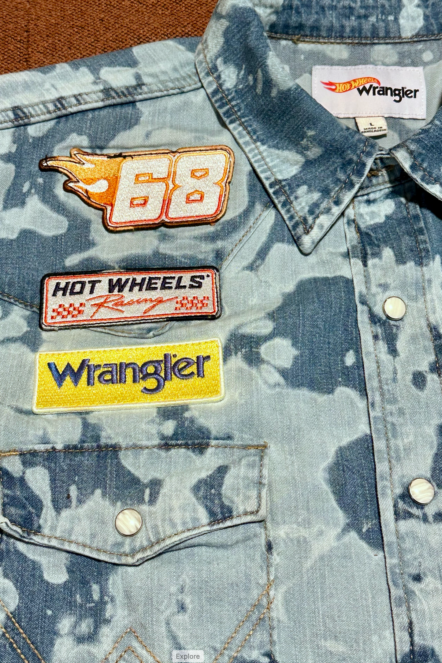 Mens Wrangler x Hot Wheels Long Sleeve Pearl Snap Long Sleeve Shirt