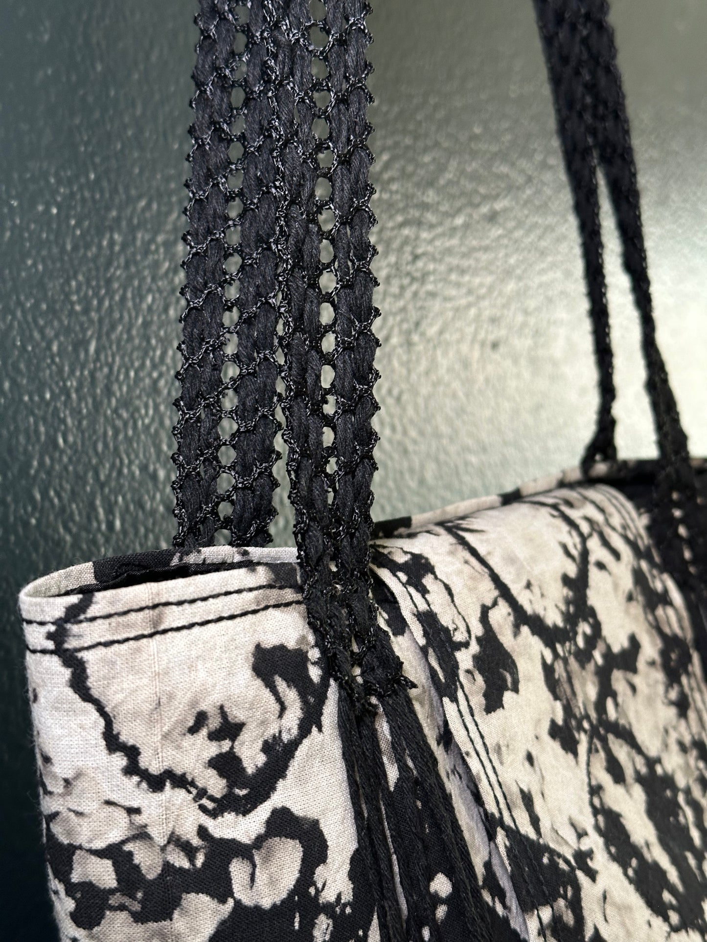 Handmade Bleached Black and White Shoulder Purse