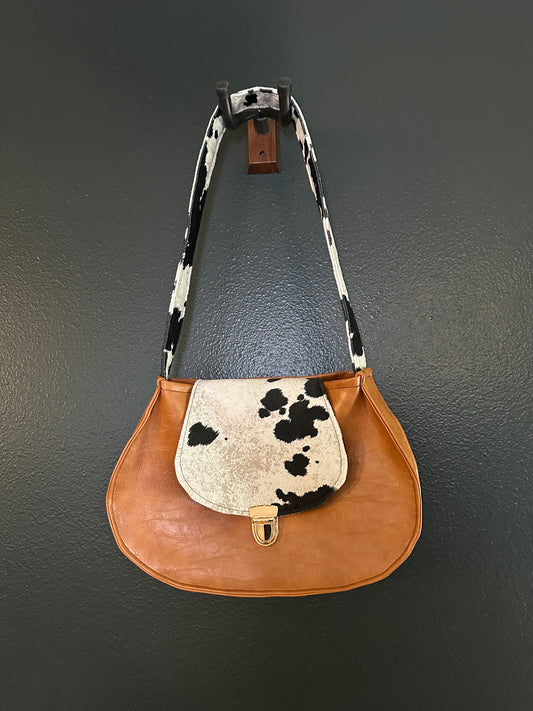 Vegan Leather and Cow Print Purse
