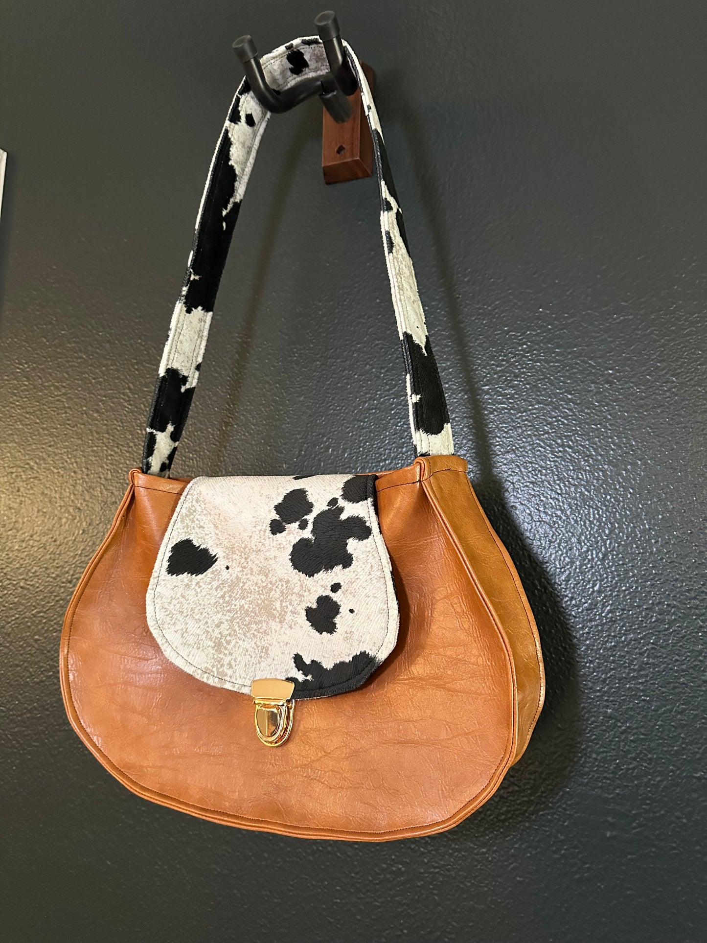 Vegan Leather and Cow Print Purse