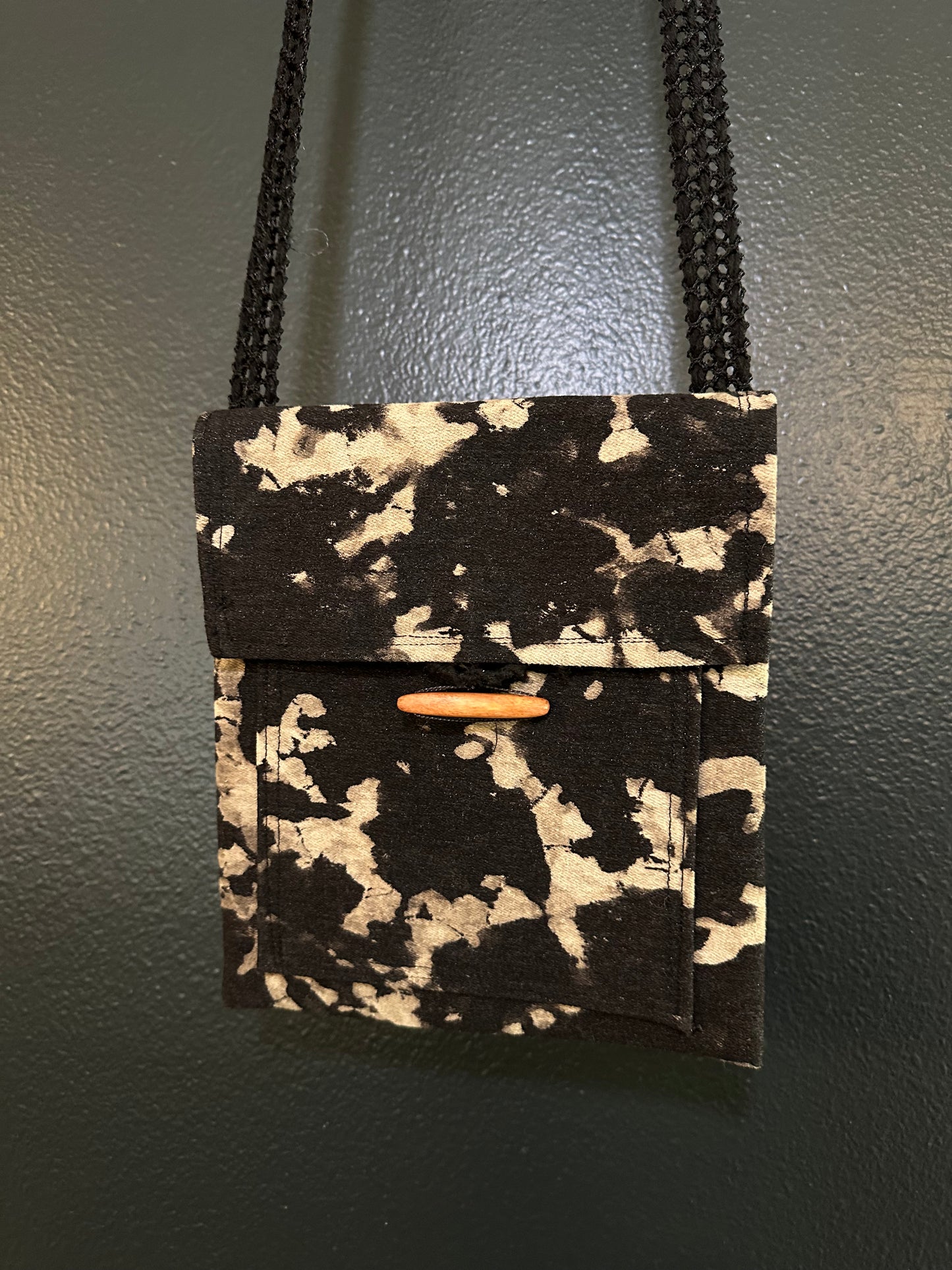 Black and White Tie Dyed Bleached, Handmade Purse