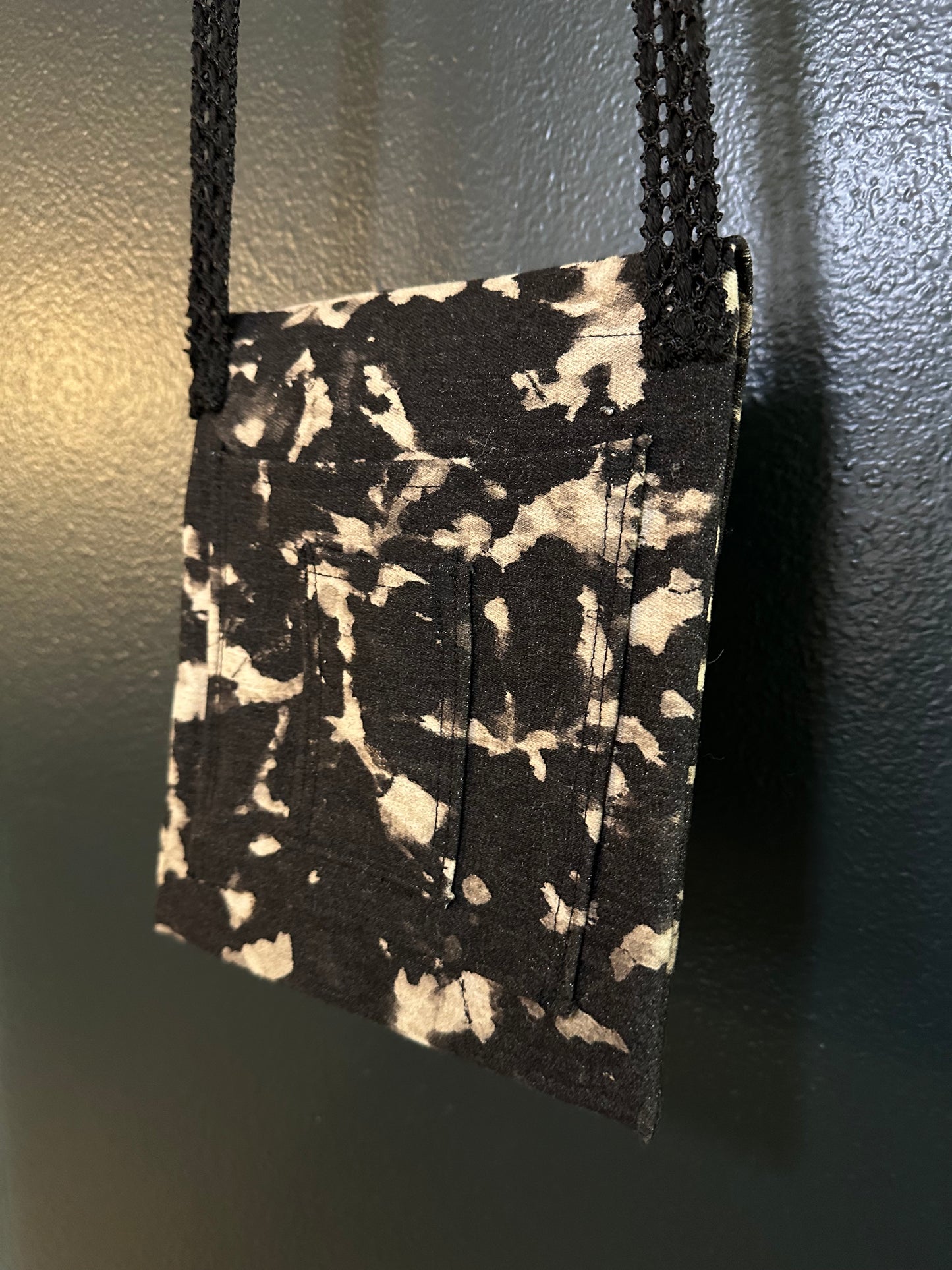 Black and White Tie Dyed Bleached, Handmade Purse