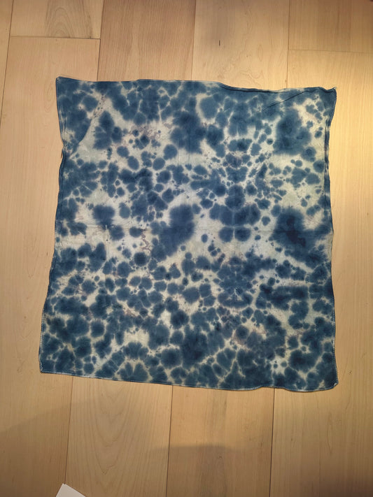 Blue dotted tie dyed bandana handkerchief